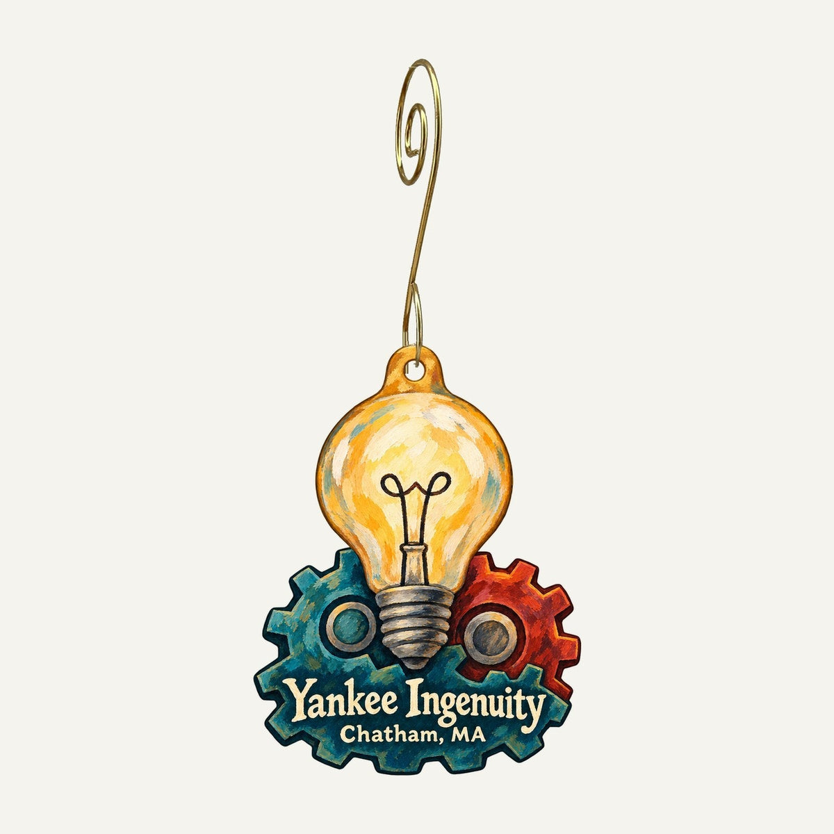 Yankee Ingenuity Logo custom wood ornament OC1151 hanging on hook