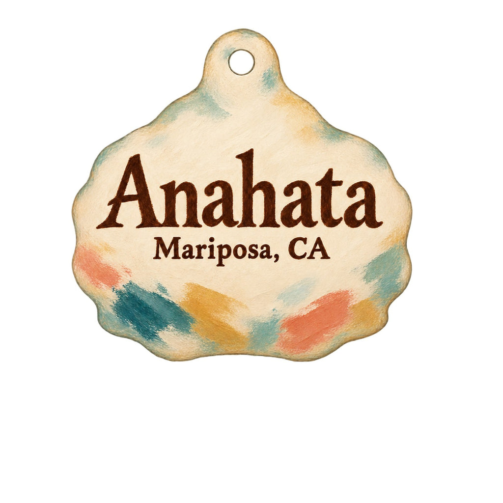 Anahata Logo custom wood ornament OC1154 on white