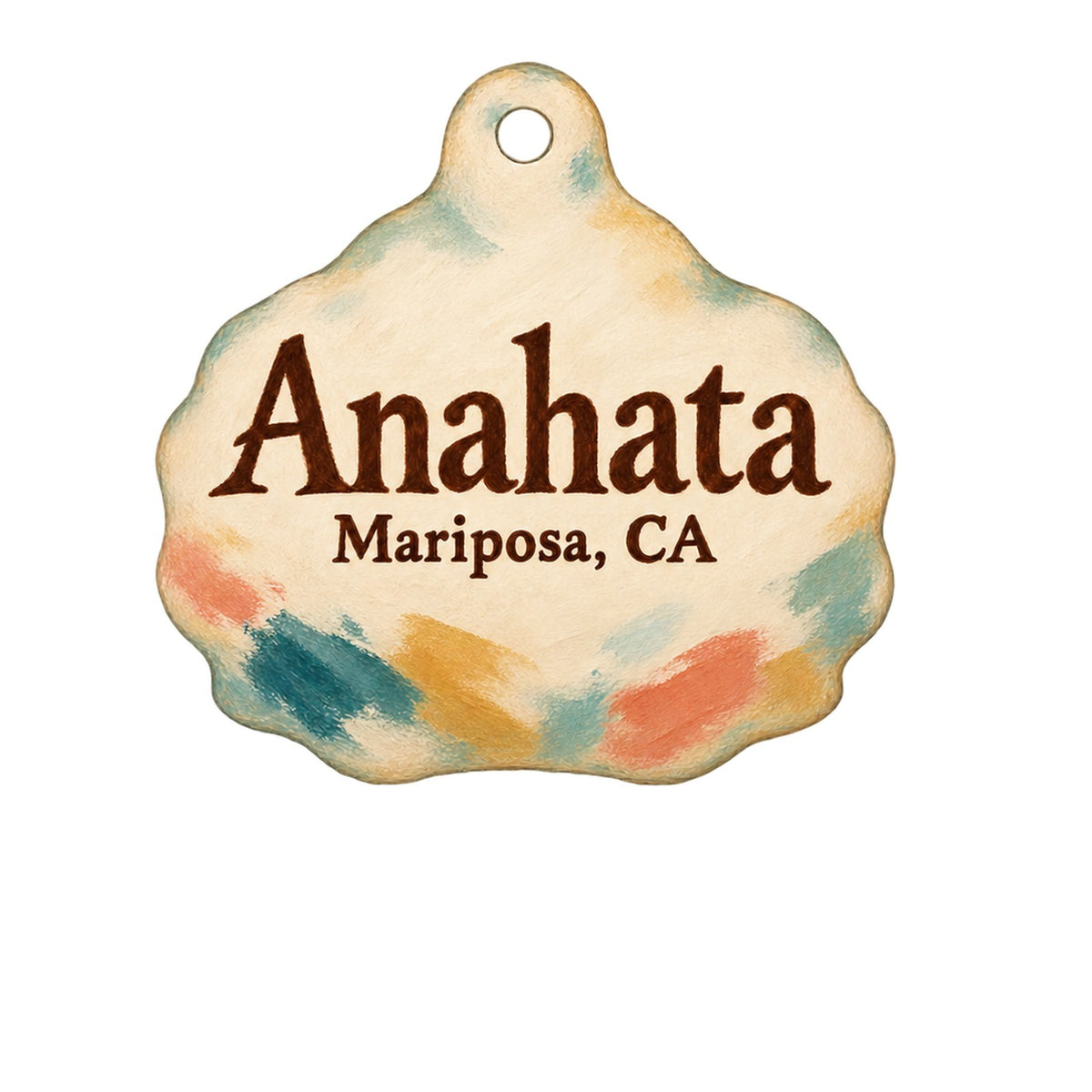 Anahata Logo custom wood ornament OC1154 on white