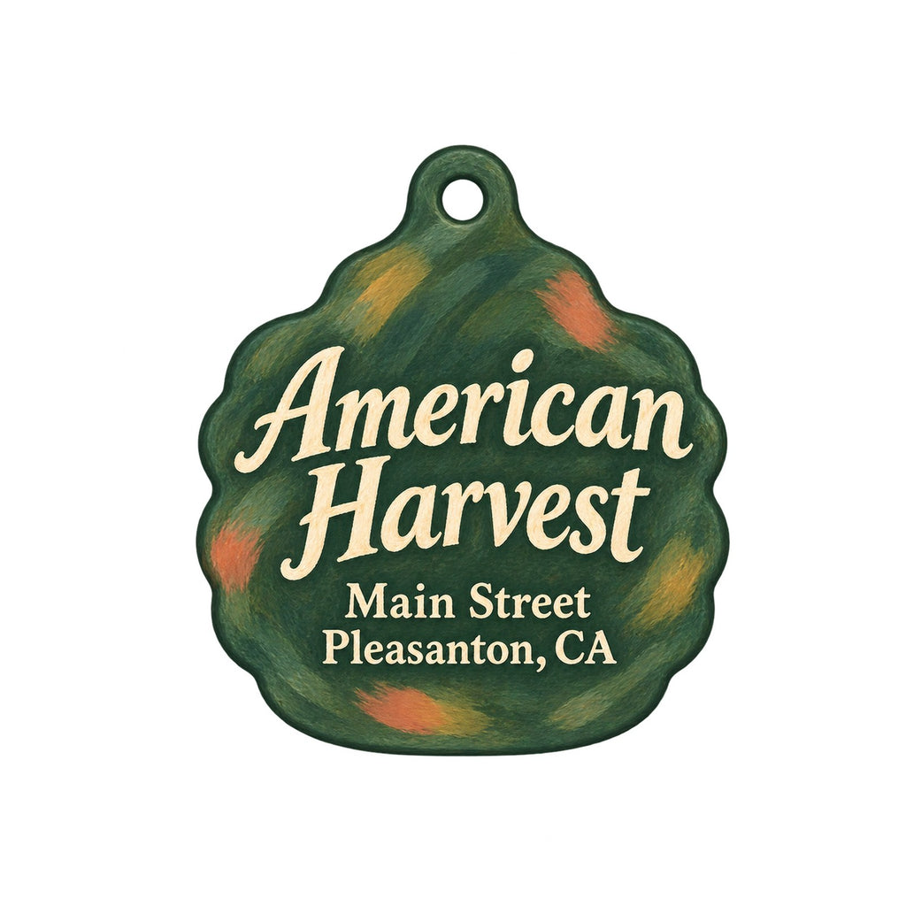 American Harvest Logo custom wood ornament OC1157 on white