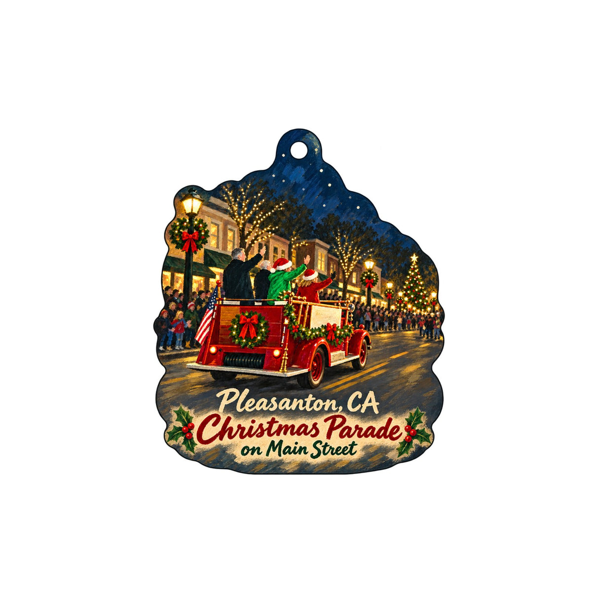 American Harvest Christmas custom wood ornament OC1158 on white