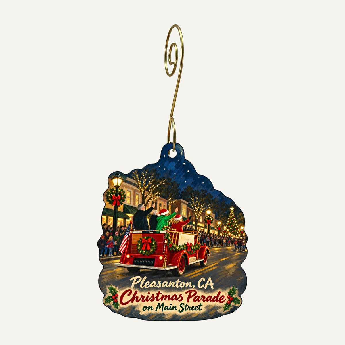 American Harvest Christmas custom wood ornament OC1158 hanging on hook