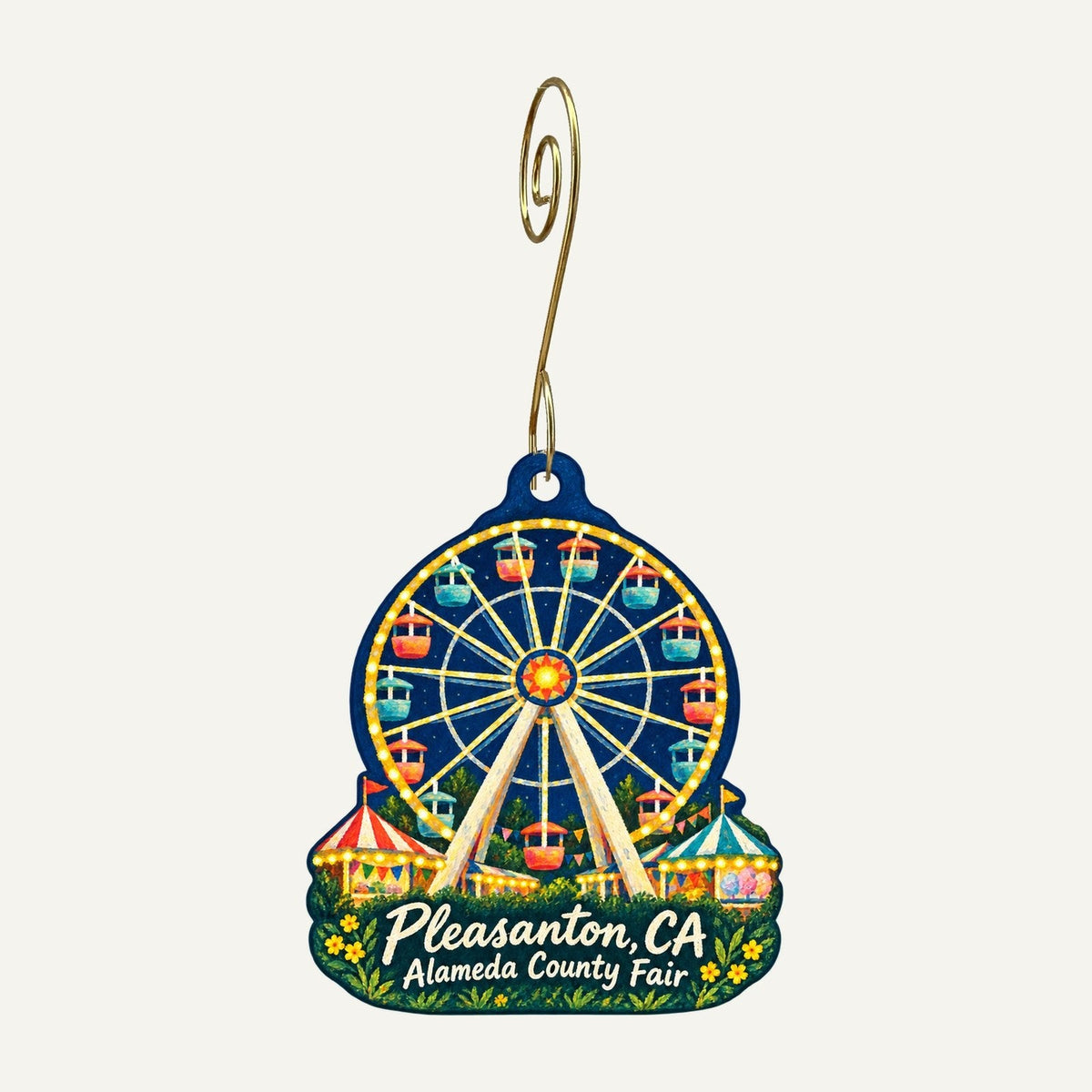American Harvest Town Icon custom wood ornament OC1159 hanging on hook