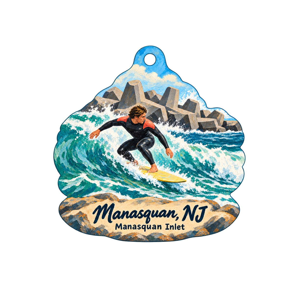 The Beauty Store & Salon Town Icon custom wood ornament OC1162 on white