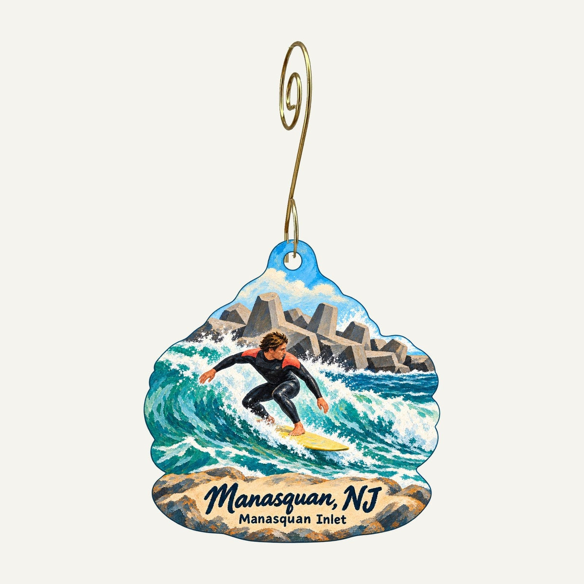 The Beauty Store & Salon Town Icon custom wood ornament OC1162 hanging on hook