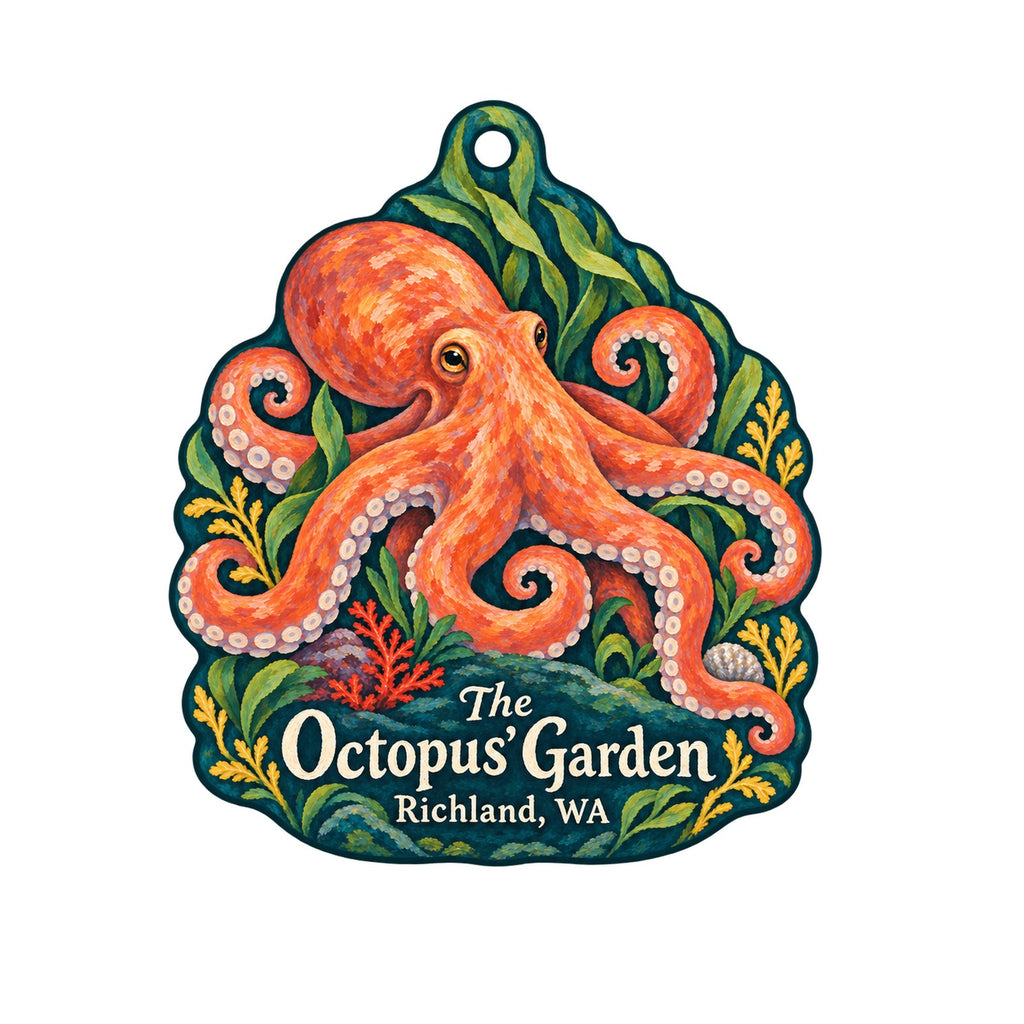 The Octopus' Garden Logo custom wood ornament OC1163 on white