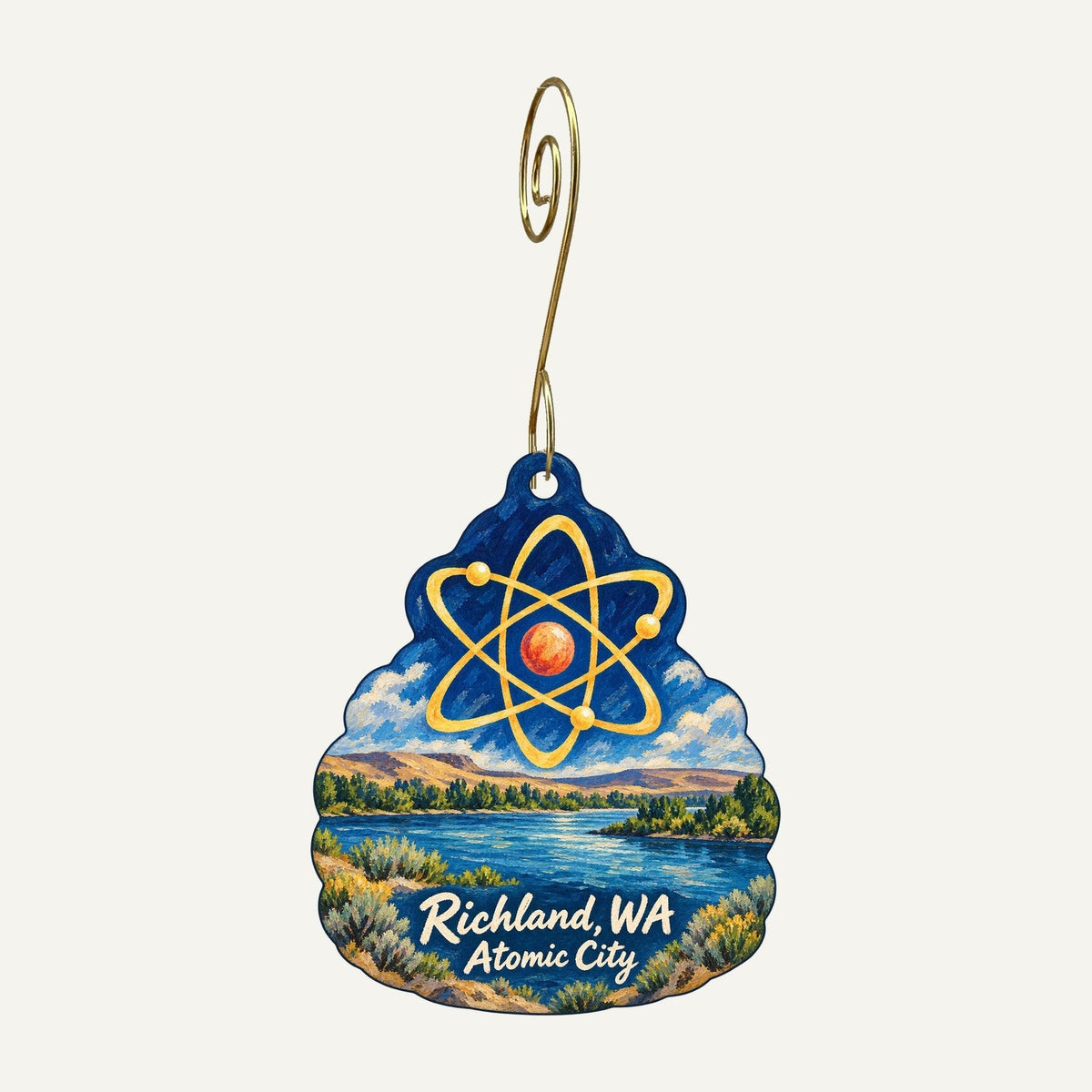The Octopus' Garden Town Icon custom wood ornament OC1165 hanging on hook
