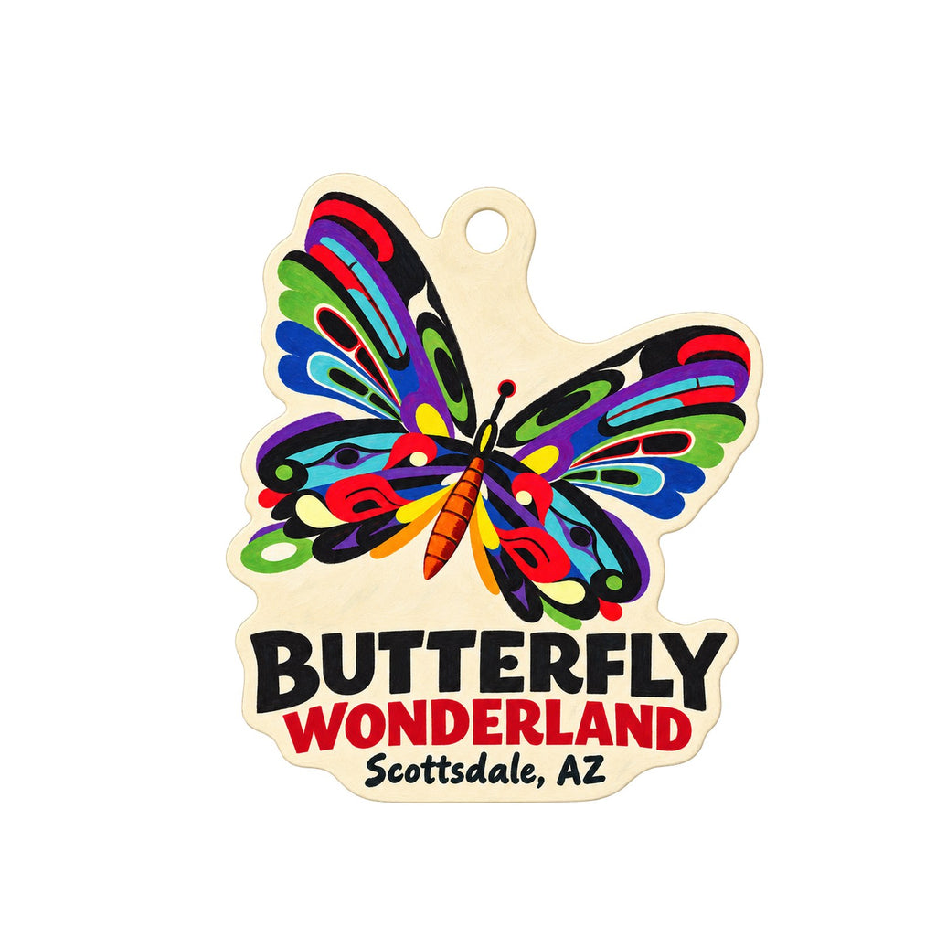 Butterfly Wonderland Logo custom wood ornament OC1166 on white