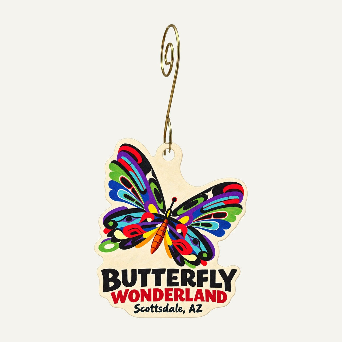 Butterfly Wonderland Logo custom wood ornament OC1166 hanging on hook