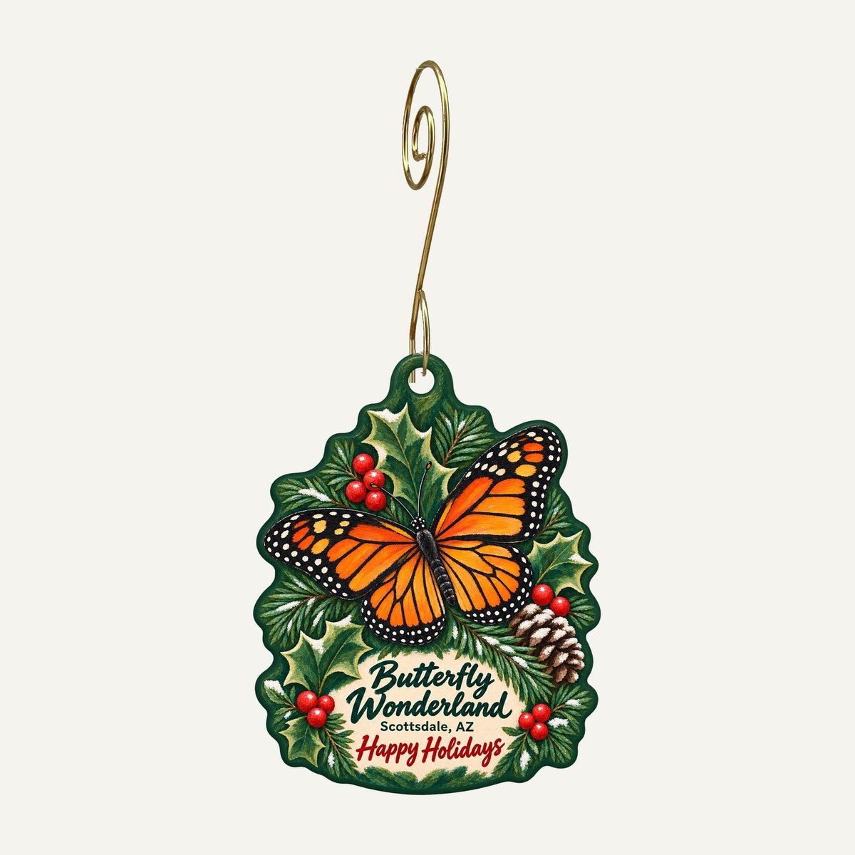 Butterfly Wonderland Christmas custom wood ornament OC1167 hanging on hook