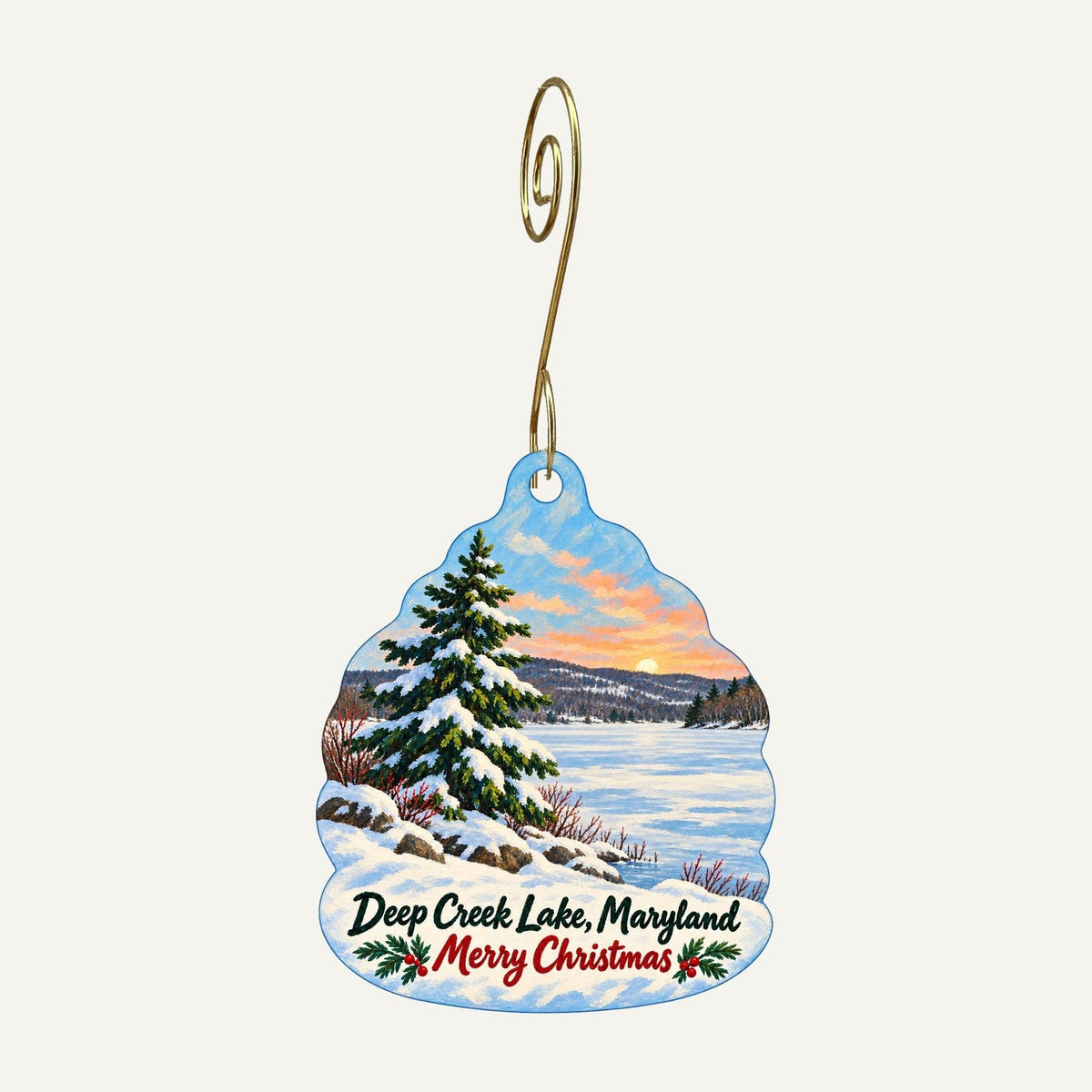 Schoolhouse Earth Christmas custom wood ornament OC1170 hanging on hook