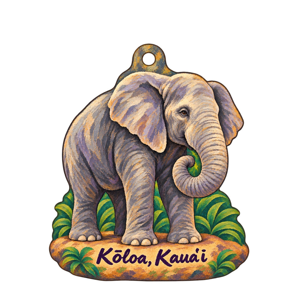 IEELEPHANT21 Logo custom wood ornament OC1172 on white