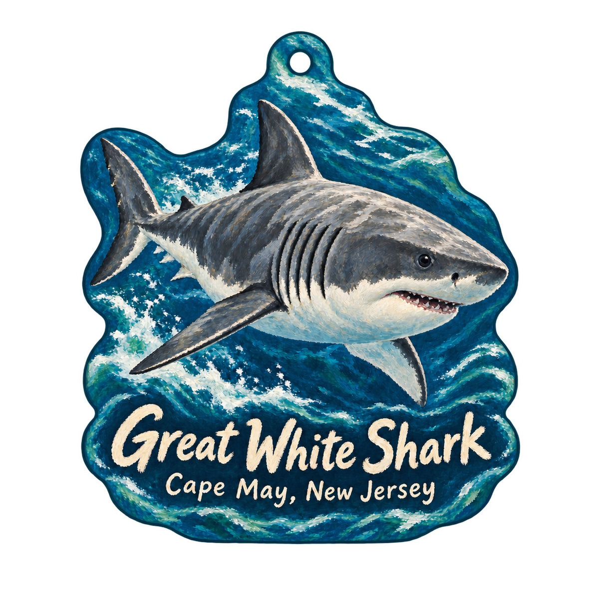 Great White Shark LLC Logo custom wood ornament OC1175 on white