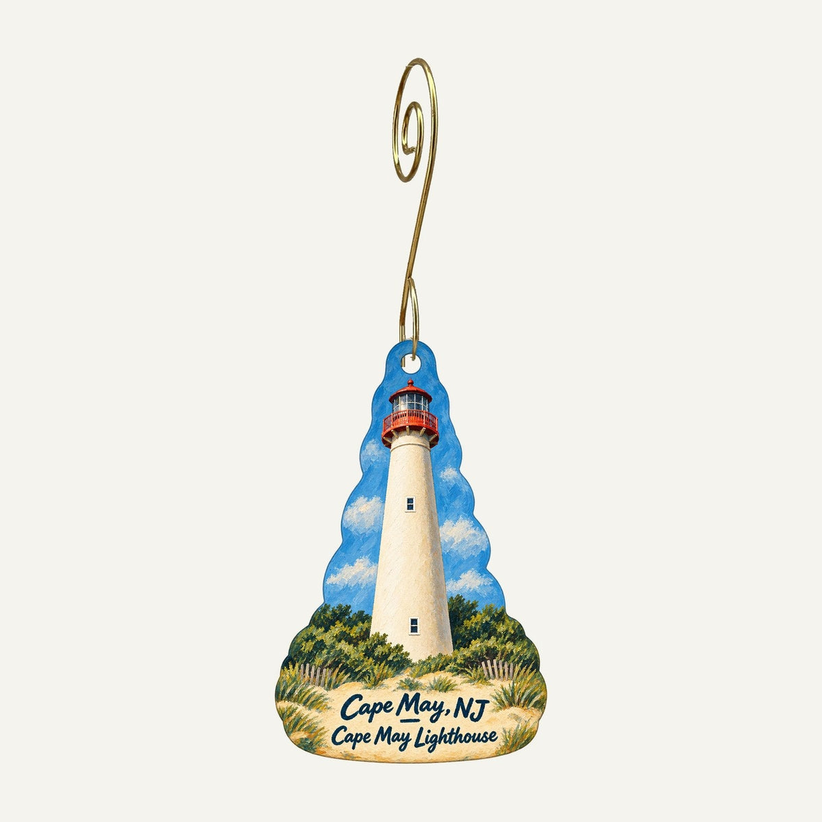 Great White Shark LLC Town Icon custom wood ornament OC1177 hanging on hook