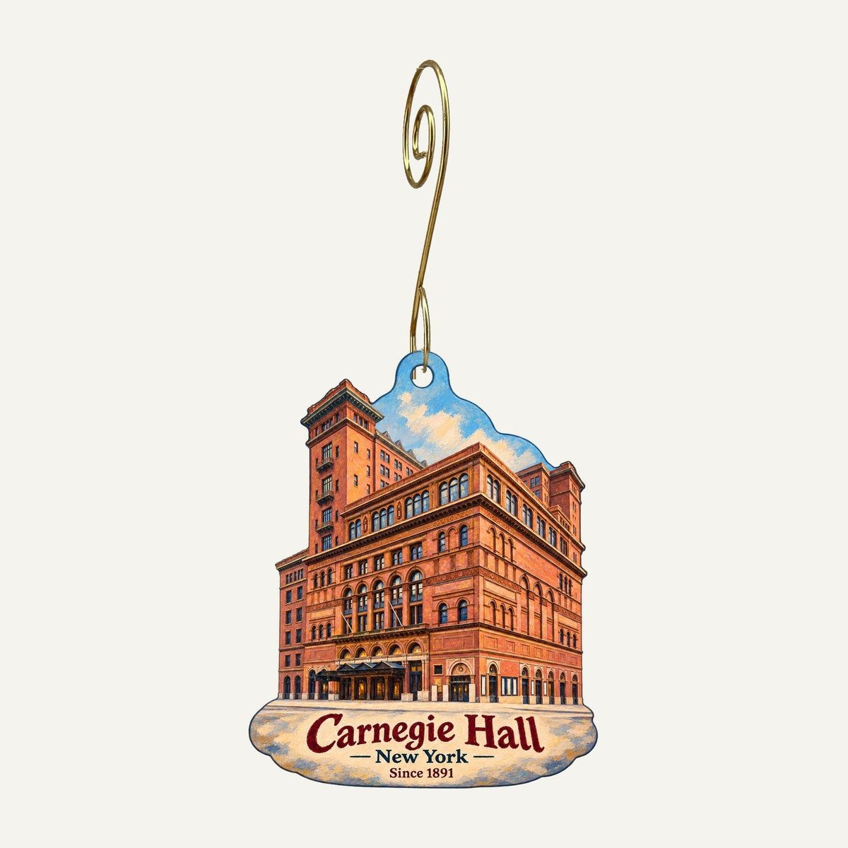 Carnegie Hall Shop Logo custom wood ornament OC1178 hanging on hook