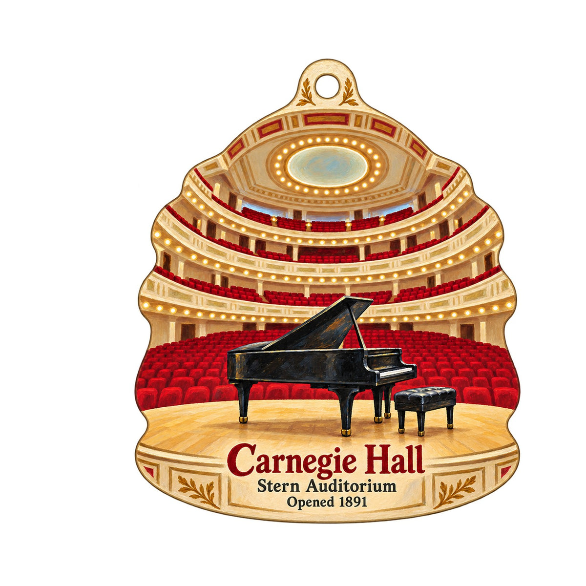 Carnegie Hall Shop Town Icon custom wood ornament OC1180 on white