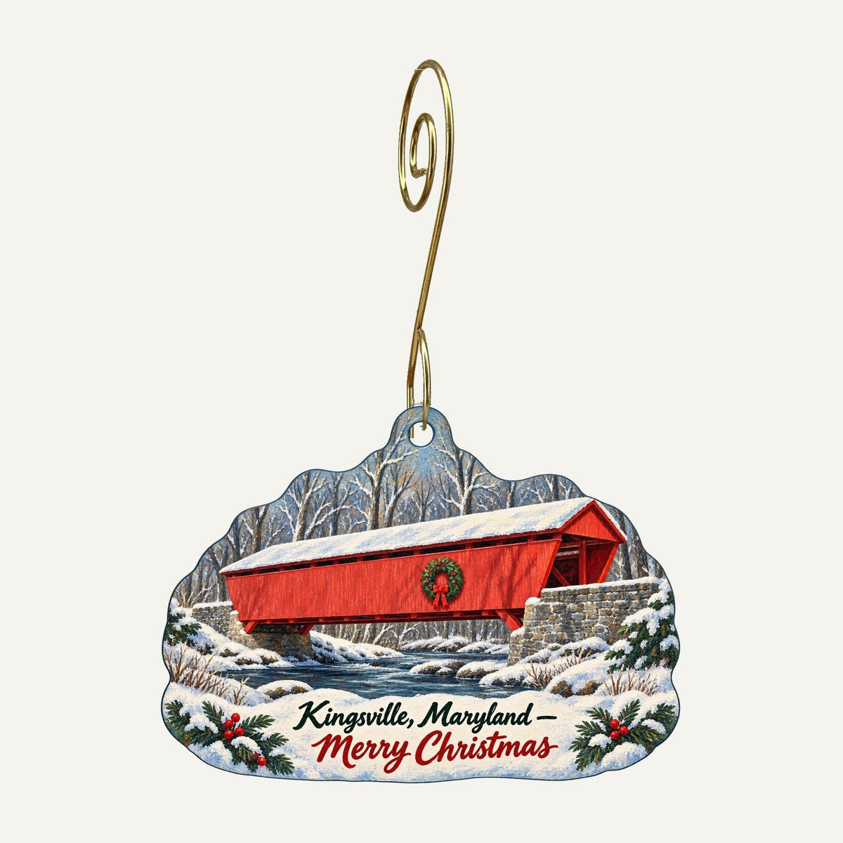 Sonetta Community Market Christmas custom wood ornament OC1182 hanging on hook