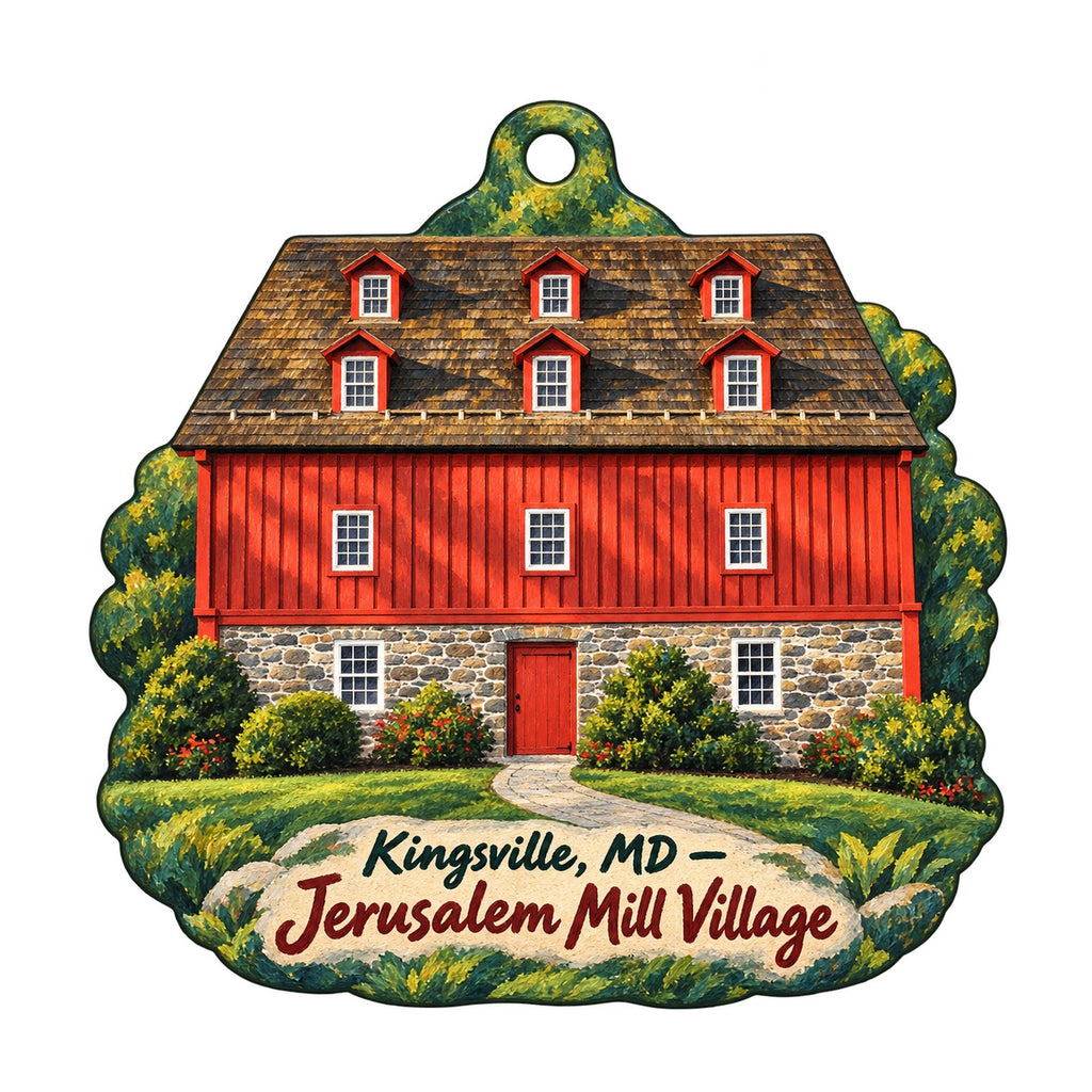 Sonetta Community Market Town Icon custom wood ornament OC1183 on white