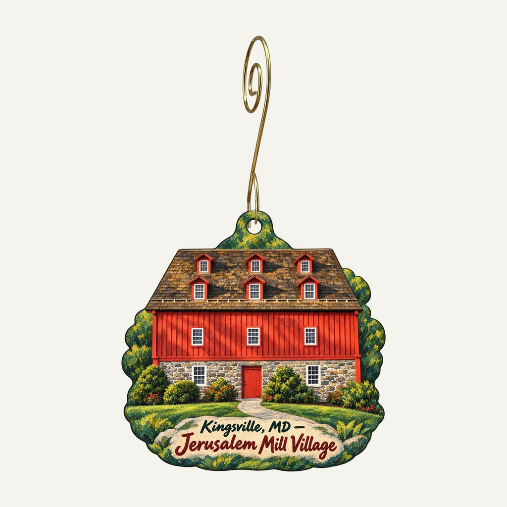 Sonetta Community Market Town Icon custom wood ornament OC1183 hanging on hook