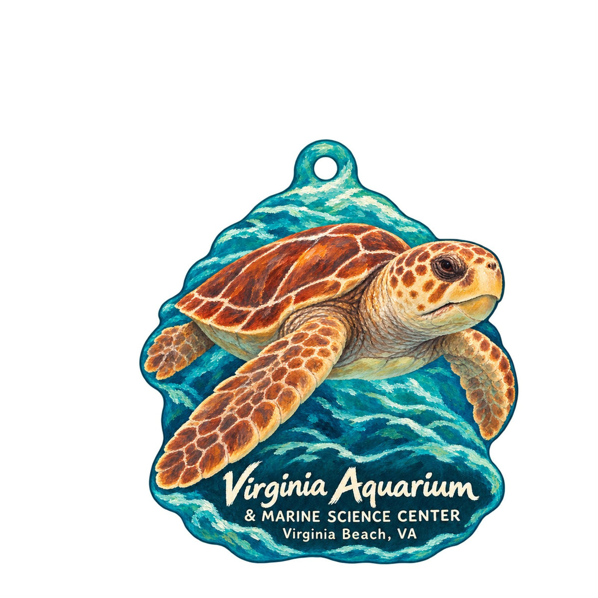 Virginia Aquarium & Marine Science Center Logo custom wood ornament OC1190 on white