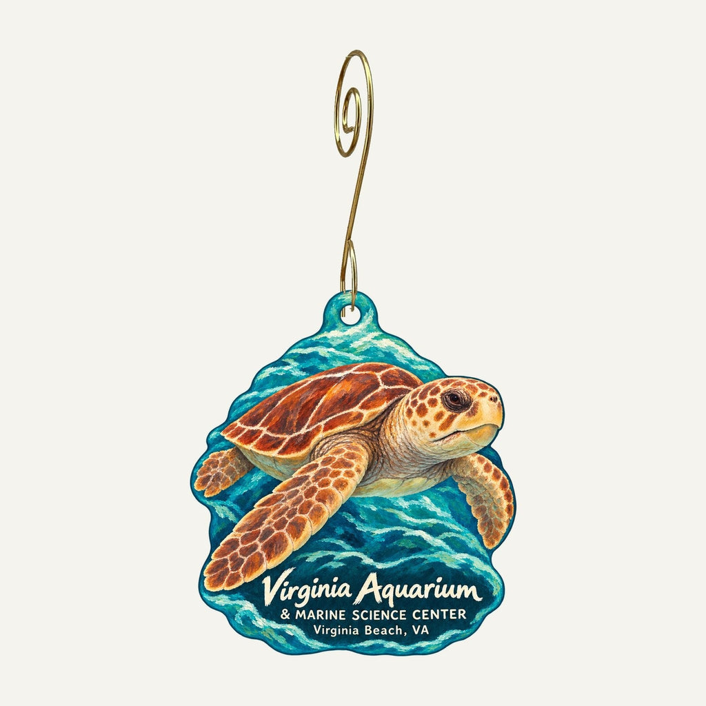 Virginia Aquarium & Marine Science Center Logo custom wood ornament OC1190 hanging on hook