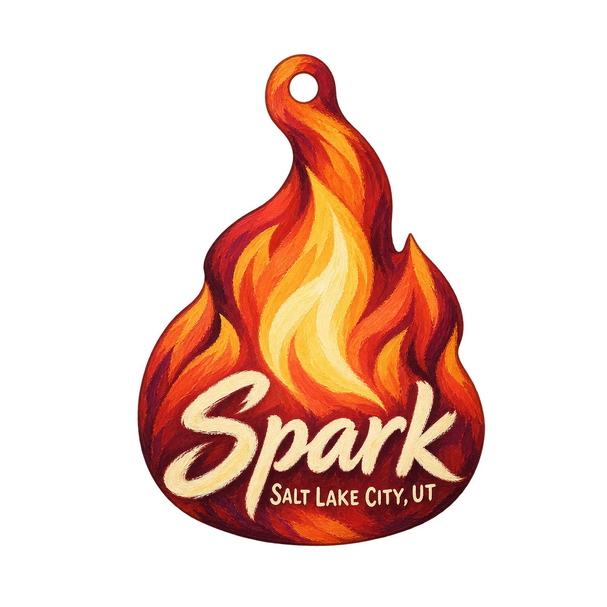 Spark Logo custom wood ornament OC1193 on white