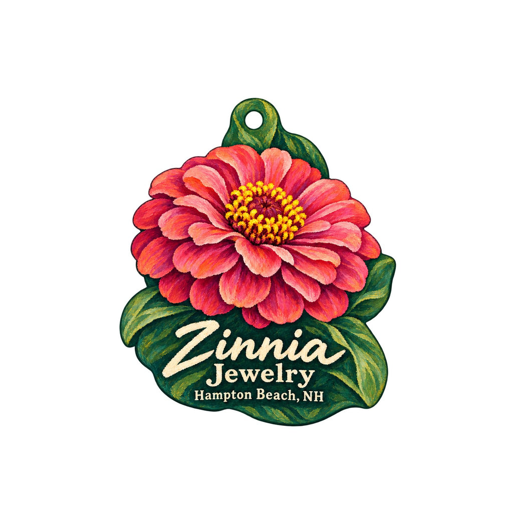 Zinnia Jewelry Logo custom wood ornament OC1196 on white