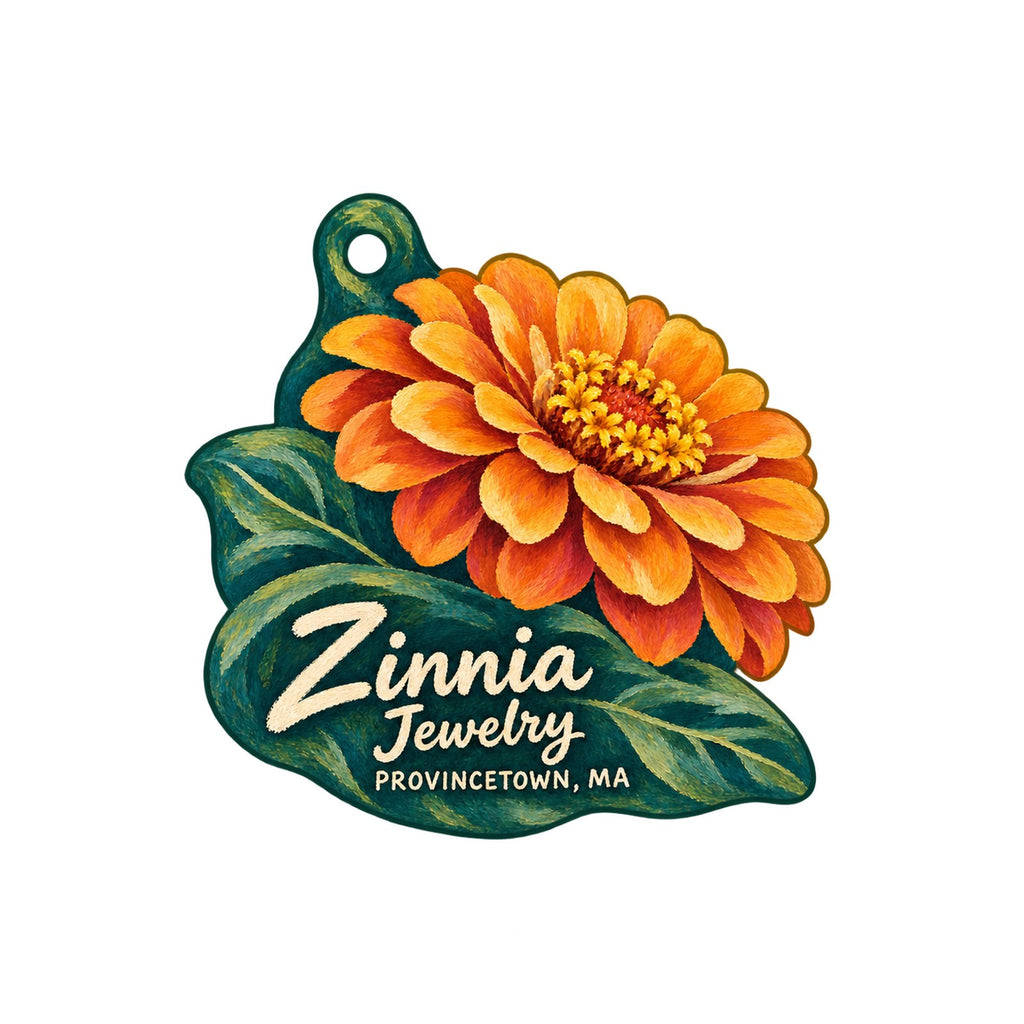 Zinnia Jewelry Logo custom wood ornament OC1199 on white