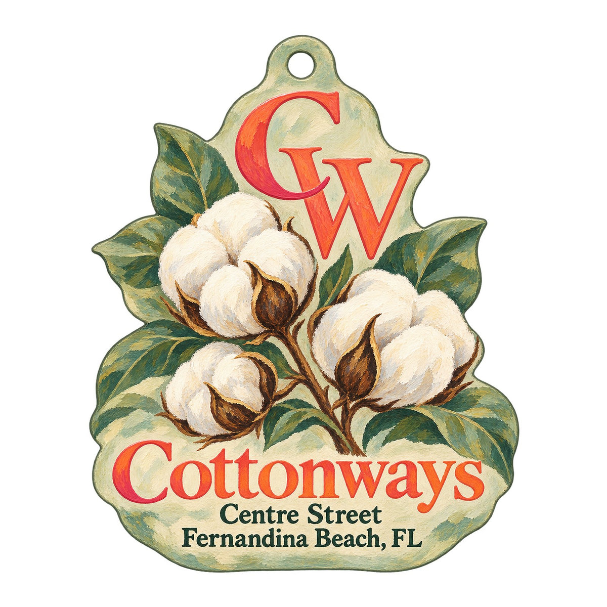Cottonways Logo custom wood ornament OC119 on white