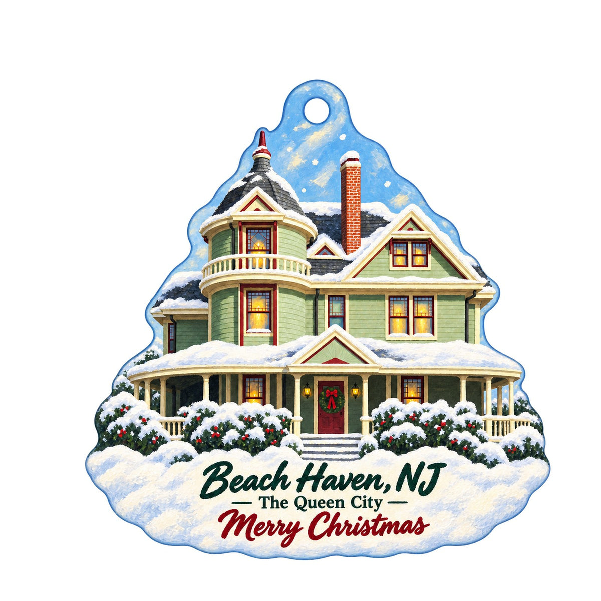 Zinnia Jewelry Christmas custom wood ornament OC1203 on white