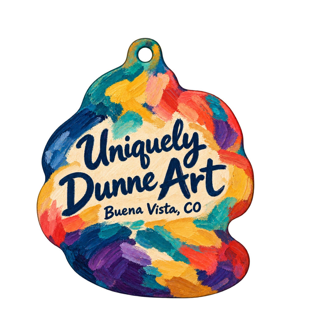 Uniquely Dunne Art Logo custom wood ornament OC1208 on white