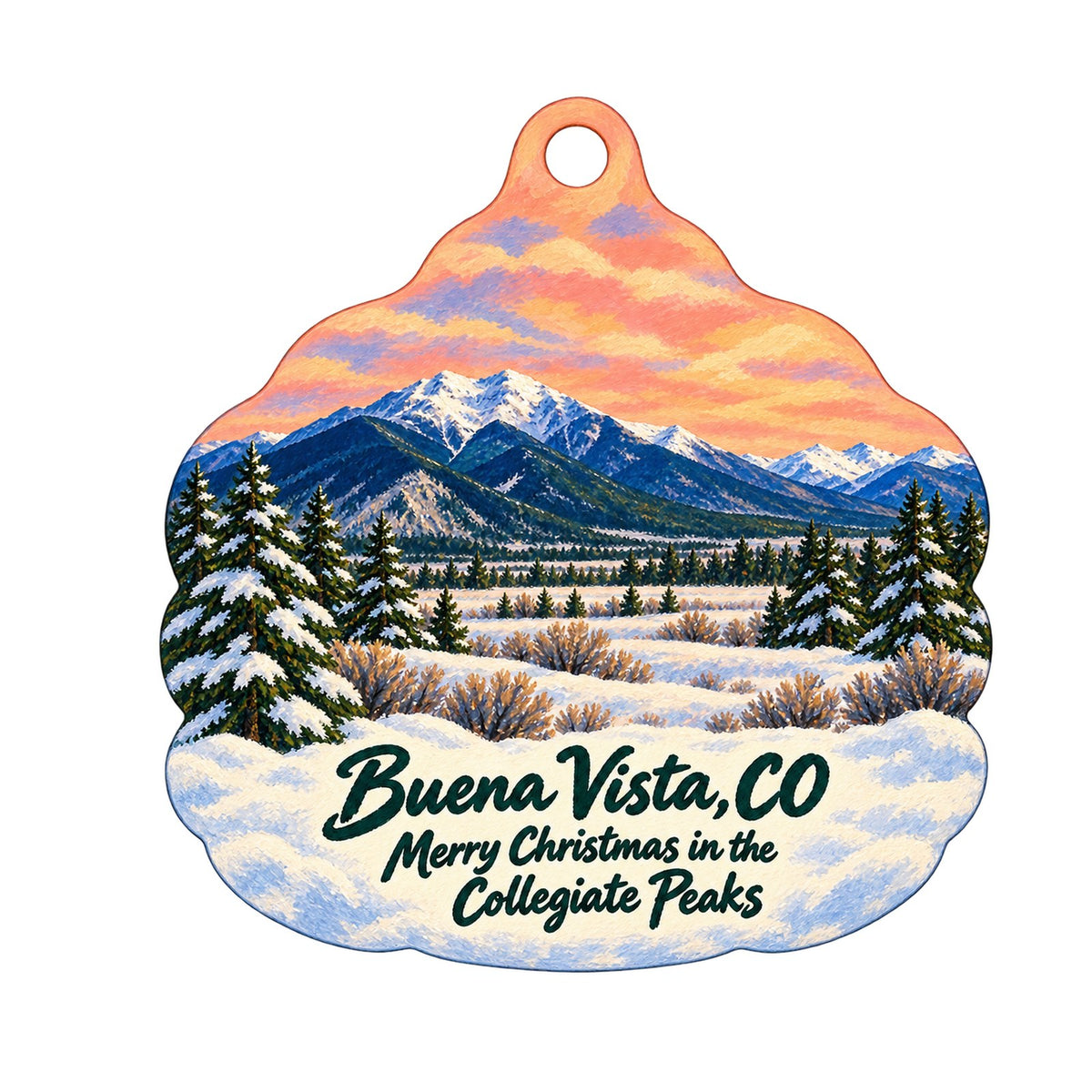 Uniquely Dunne Art Christmas custom wood ornament OC1209 on white