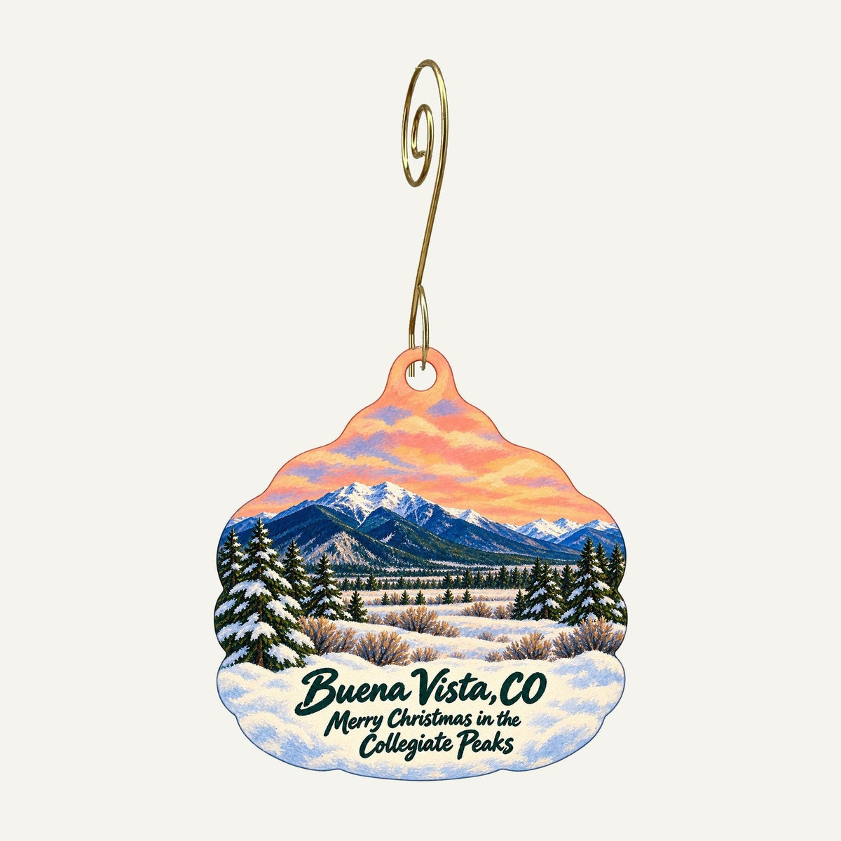 Uniquely Dunne Art Christmas custom wood ornament OC1209 hanging on hook