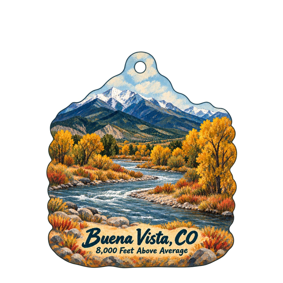 Uniquely Dunne Art Town Icon custom wood ornament OC1210 on white