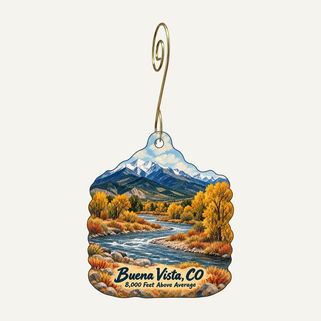 Uniquely Dunne Art Town Icon custom wood ornament OC1210 hanging on hook