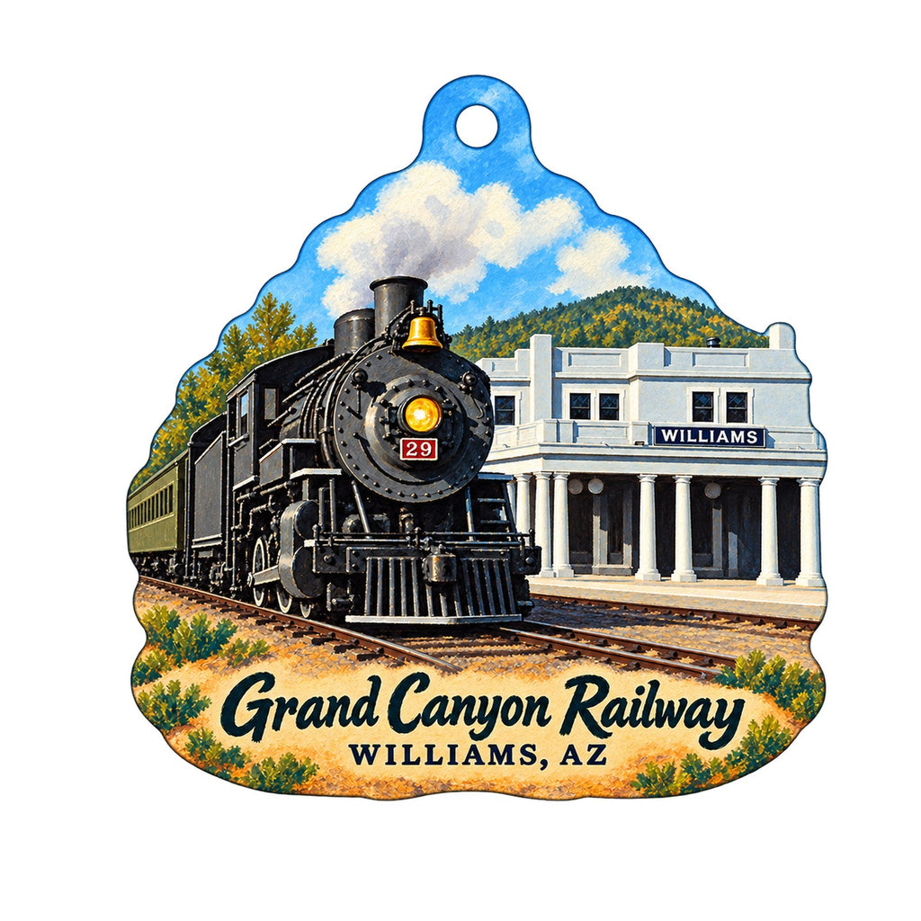 Grand Canyon Railway - Cafe / Gift Store Logo custom wood ornament OC1211 on white