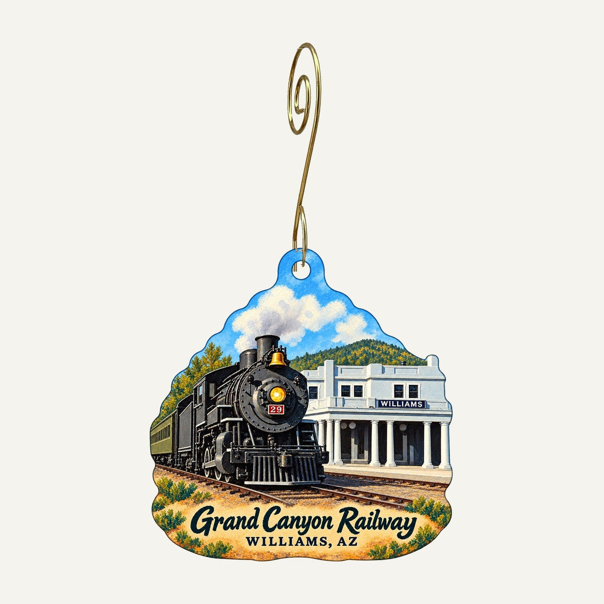 Grand Canyon Railway - Cafe / Gift Store Logo custom wood ornament OC1211 hanging on hook