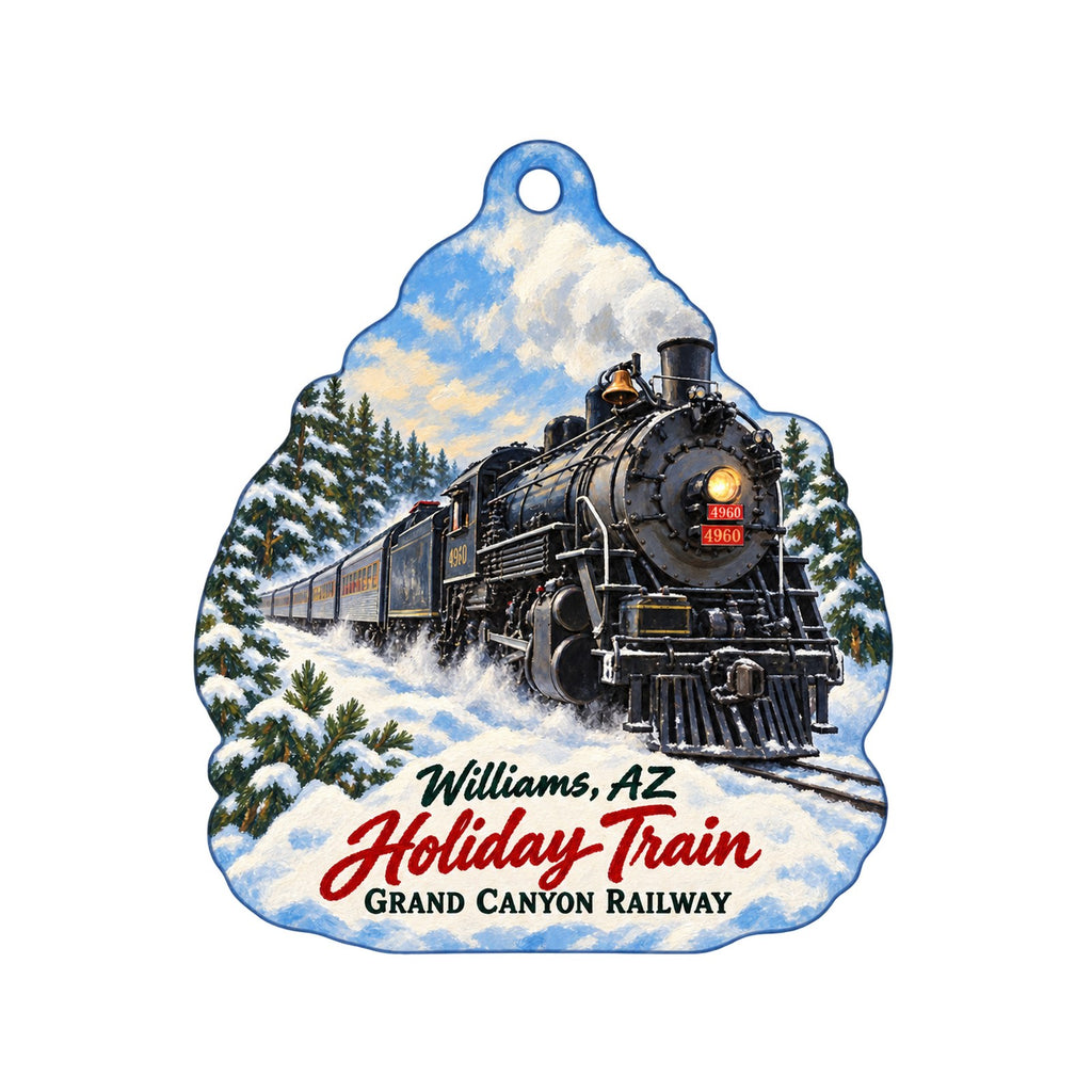 Grand Canyon Railway - Cafe / Gift Store Christmas custom wood ornament OC1212 on white
