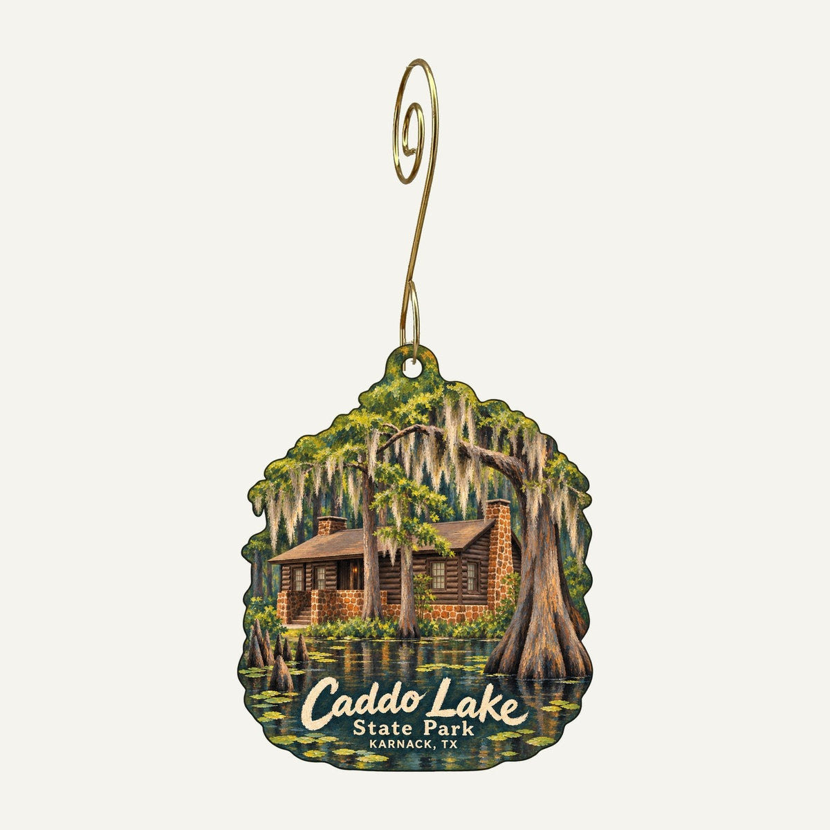 Caddo Lake State Park Store Logo custom wood ornament OC1220 hanging on hook