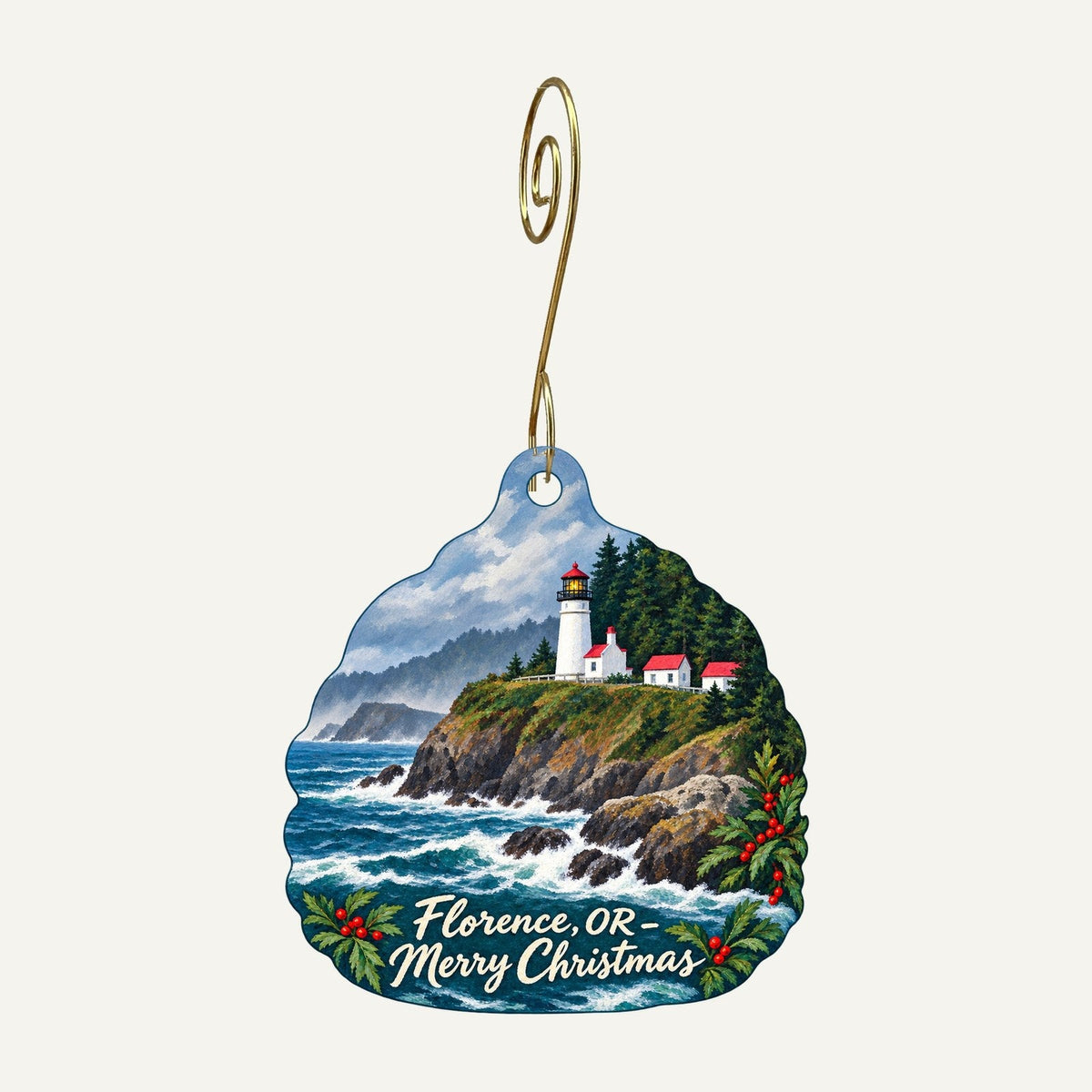 Sticks and Stones / Blue Heron Christmas custom wood ornament OC1224 hanging on hook