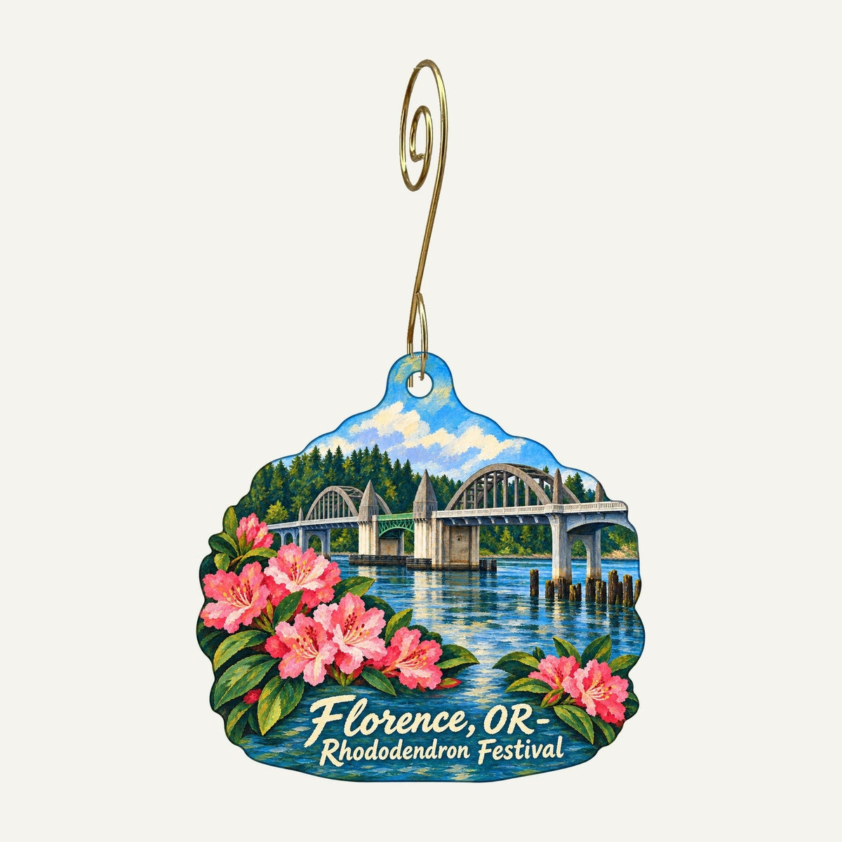 Sticks and Stones / Blue Heron Town Icon custom wood ornament OC1225 hanging on hook