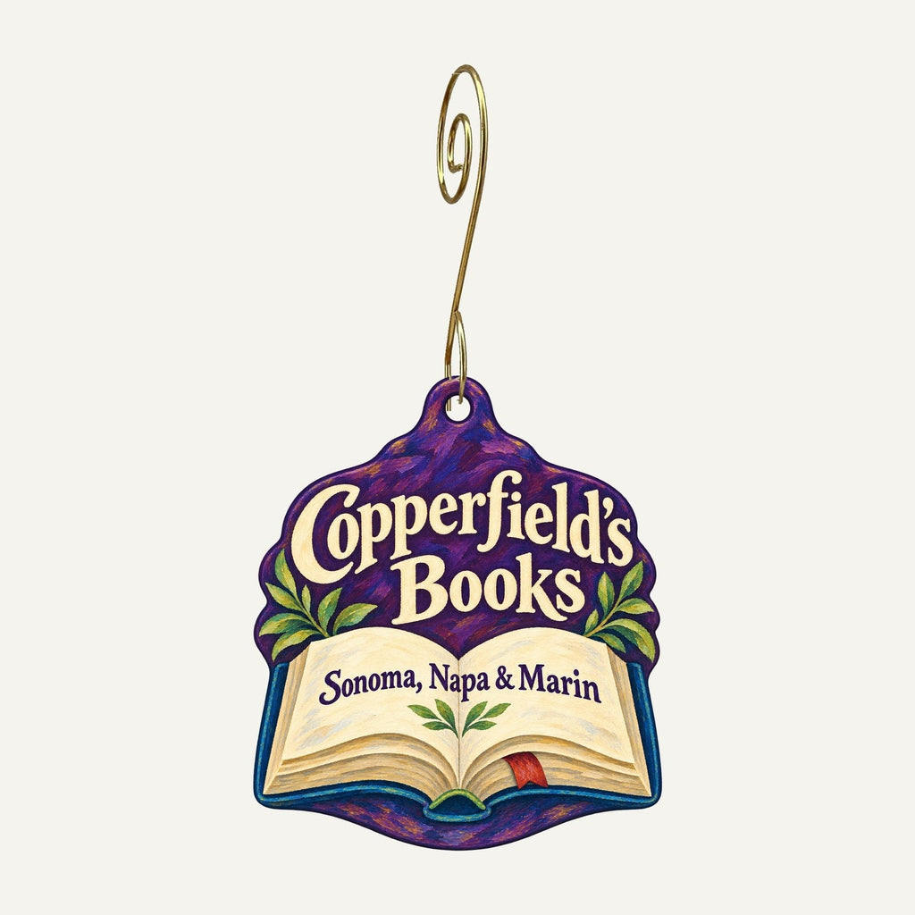 Copperfield's Books Logo custom wood ornament OC122 hanging on hook