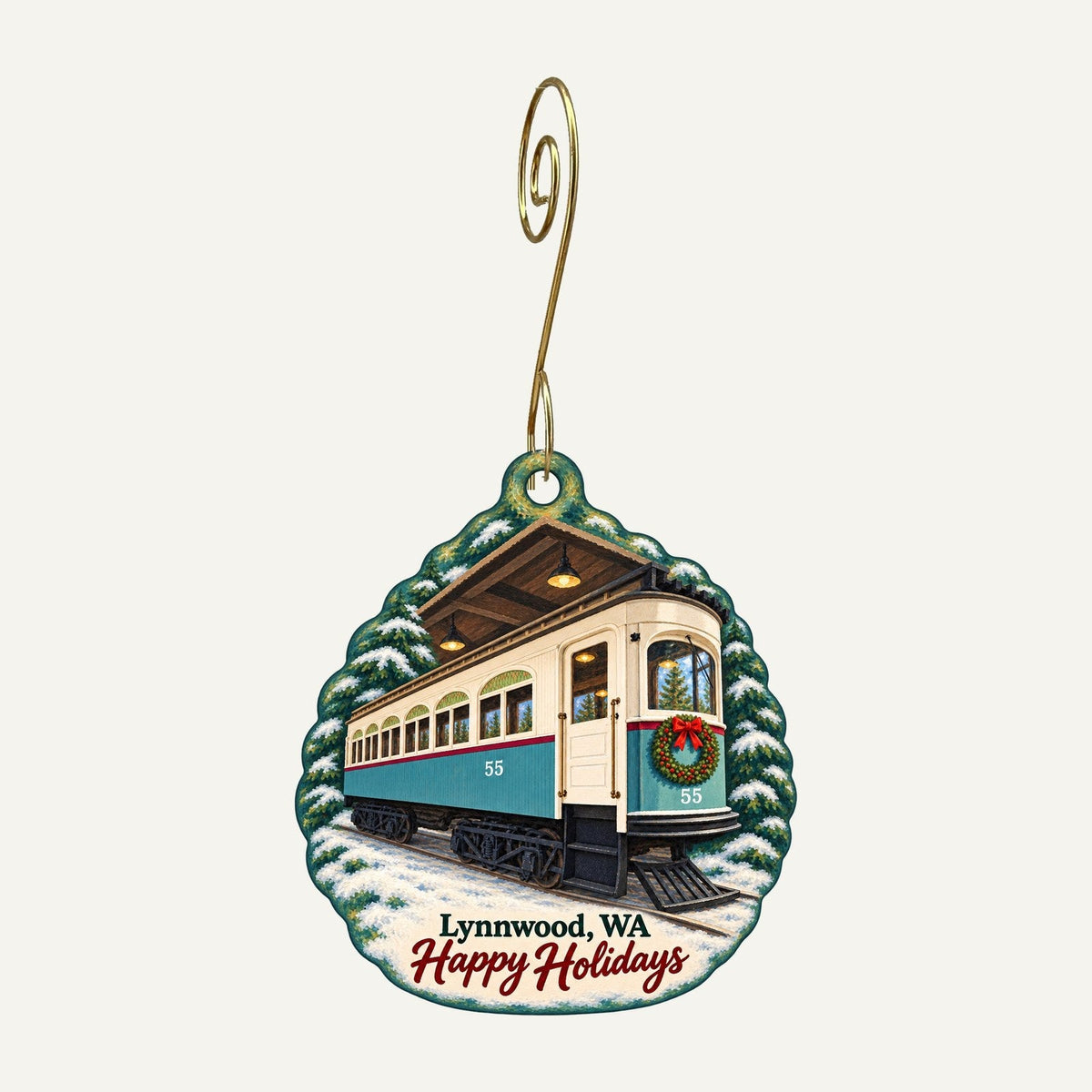 Forest Life Creations Christmas custom wood ornament OC1230 hanging on hook