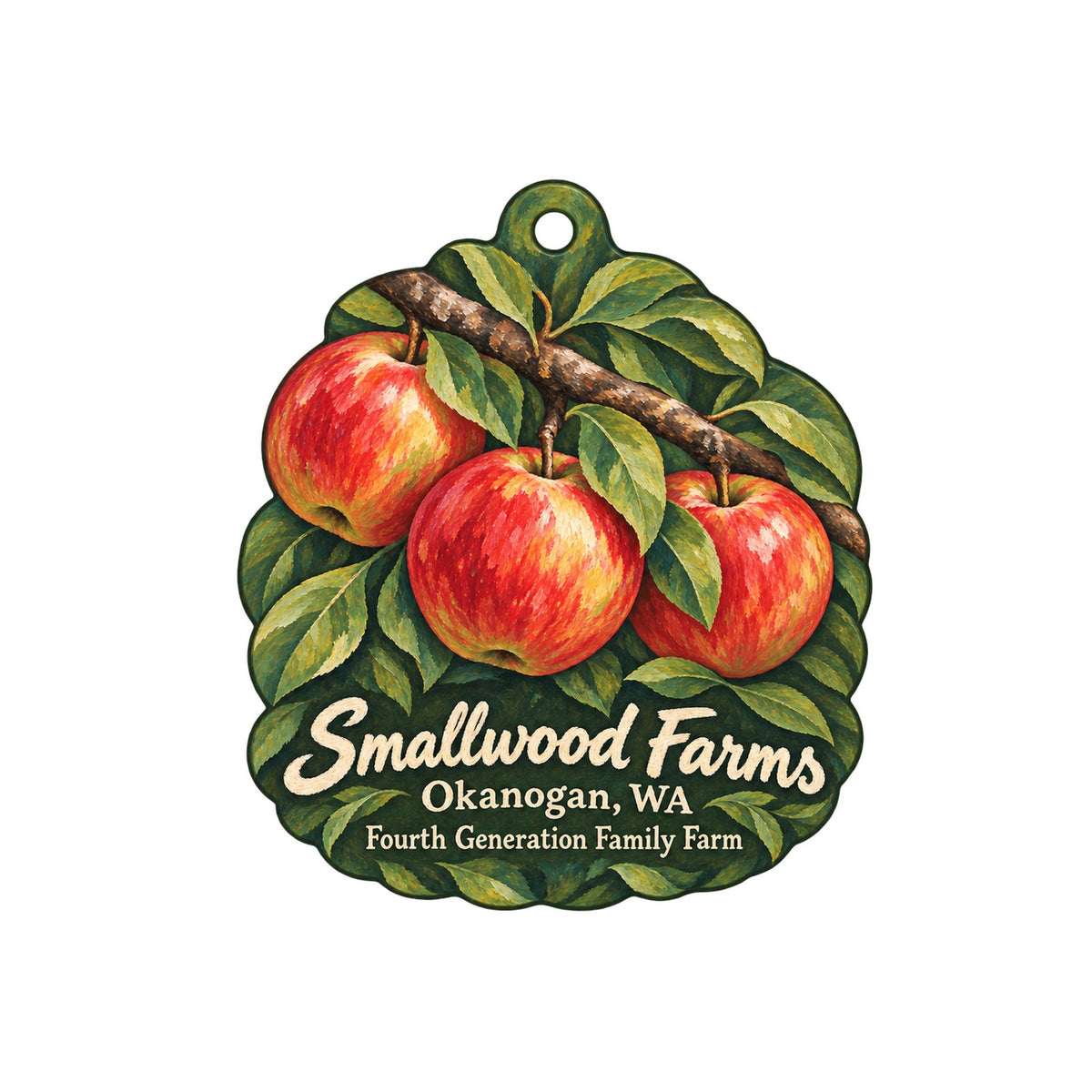 Smallwood Farms Logo custom wood ornament OC1235 on white