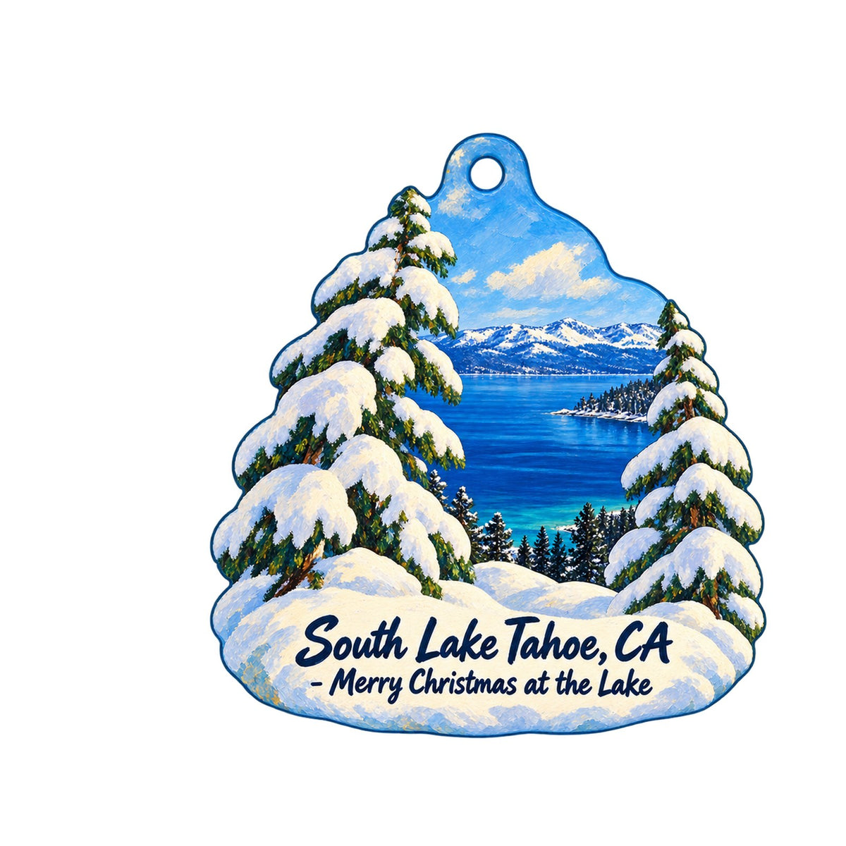 Cuppa Tahoe Christmas custom wood ornament OC1239 on white