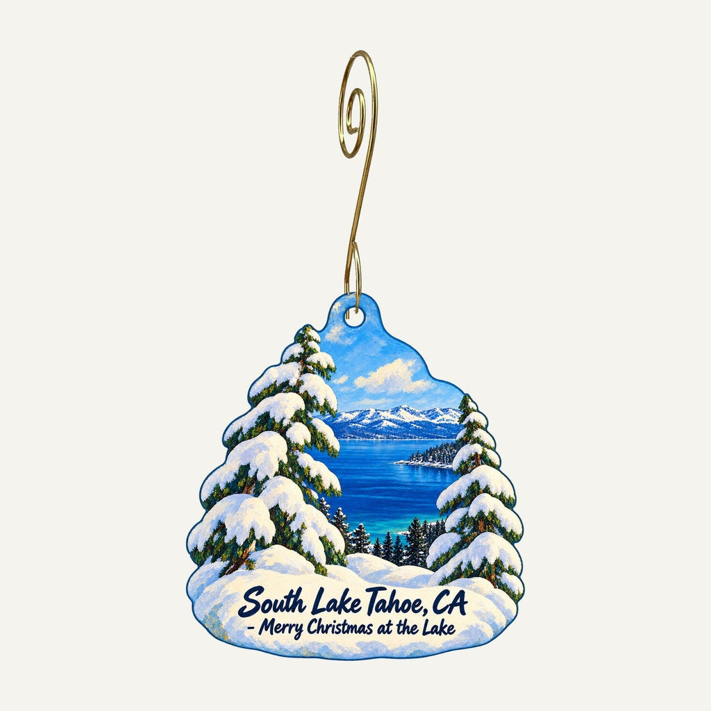 Cuppa Tahoe Christmas custom wood ornament OC1239 hanging on hook