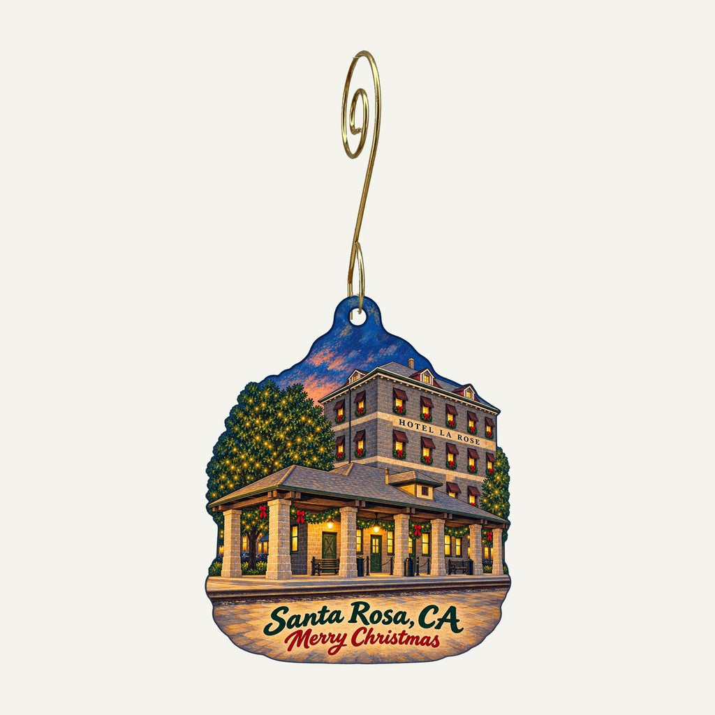Copperfield's Books Christmas custom wood ornament OC123 hanging on hook
