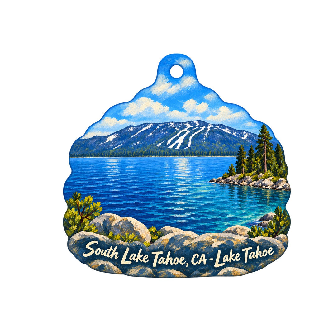 Cuppa Tahoe Town Icon custom wood ornament OC1240 on white