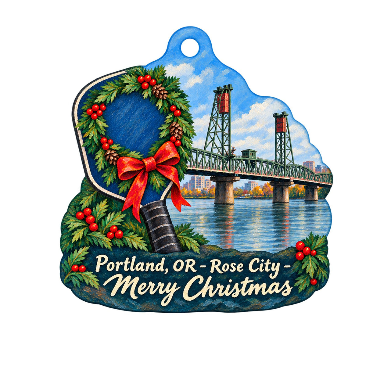 The People's Courts Christmas custom wood ornament OC1242 on white