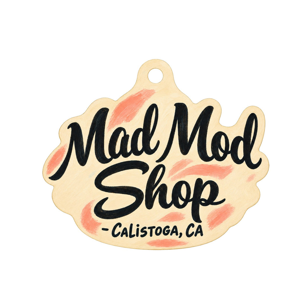 Mad Mod Shop Logo custom wood ornament OC1244 on white